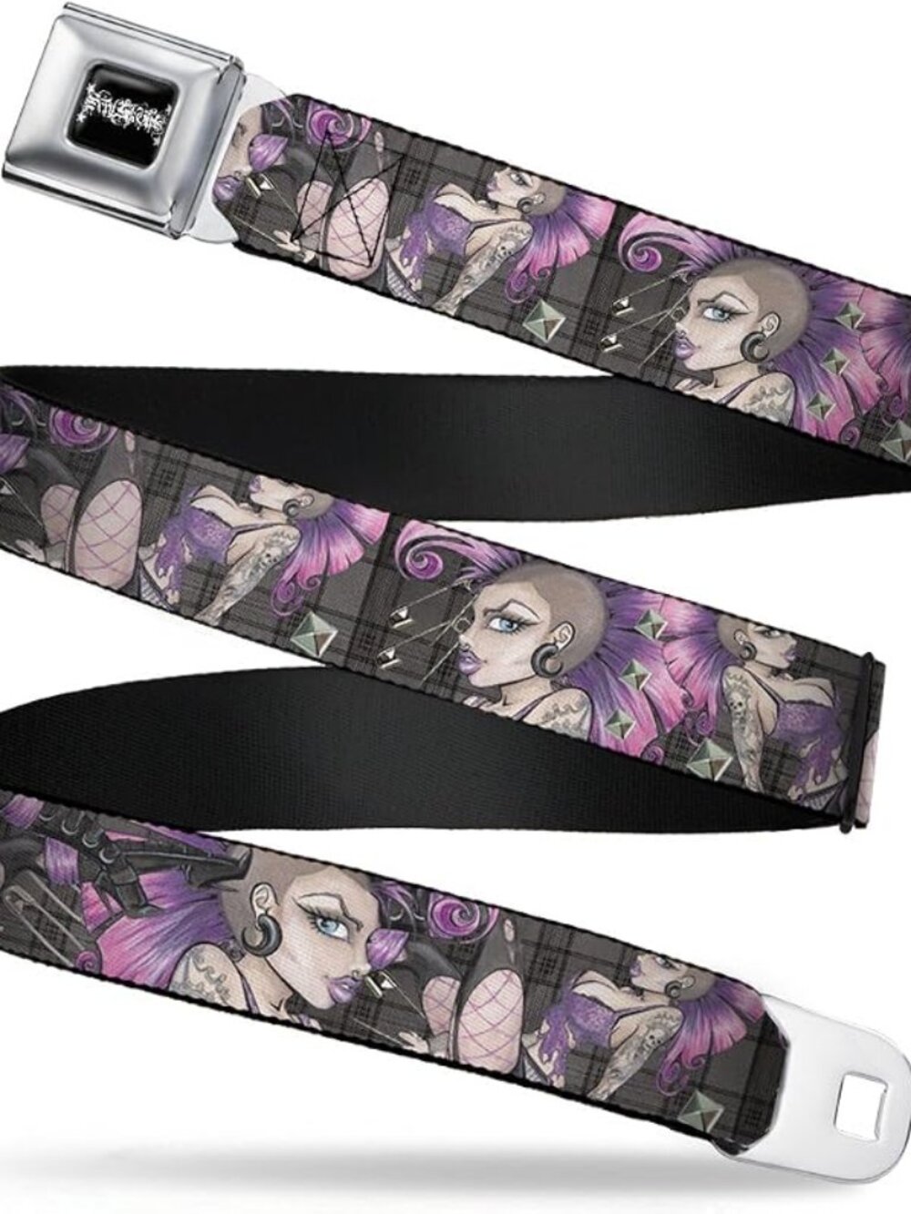 Buckle‑Down “Pretty in Punk” Seatbelt Belt XL